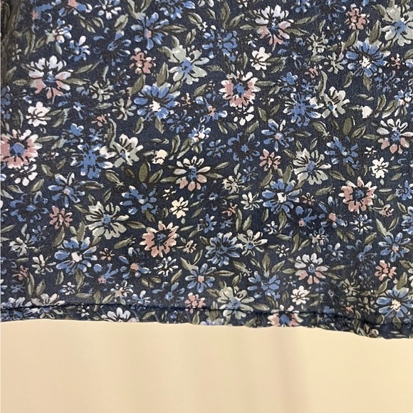 90s Vintage Denim Floral Print Button Up 100% Cotton Cottage Oversized Medium - Picture 4 of 5